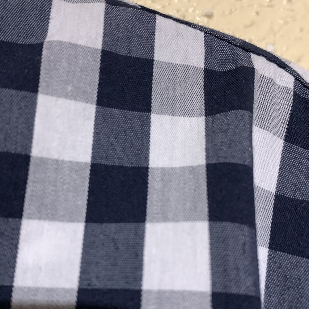 Anne Klein Navy and White Top Gingham Plaid Front Buttons 3/4 Sleeve Cotton - Picture 2 of 16
